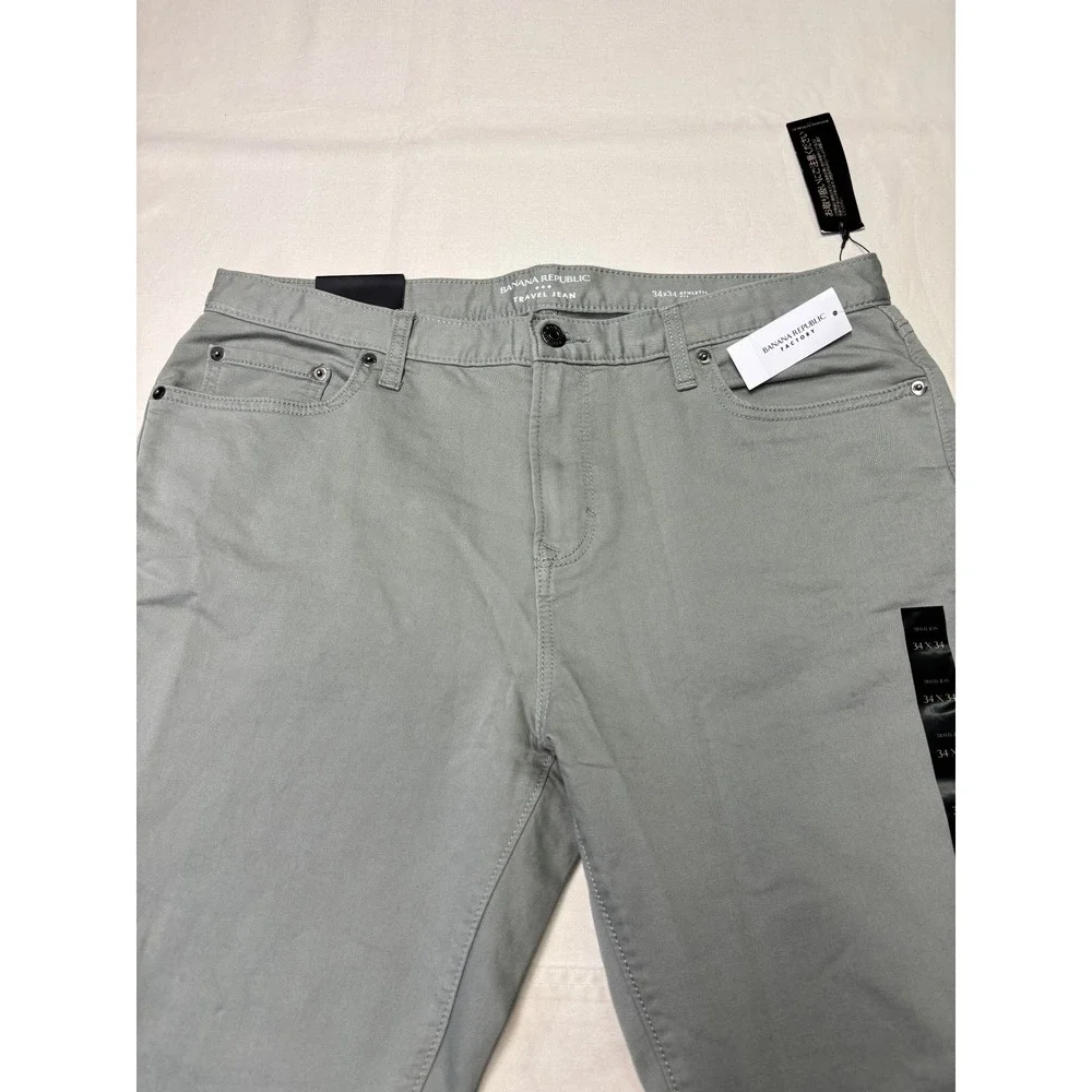 NWT Banana Republic Travel‎ Jean Mens 34x32 Athletic Fit Soft Sage Green 599223